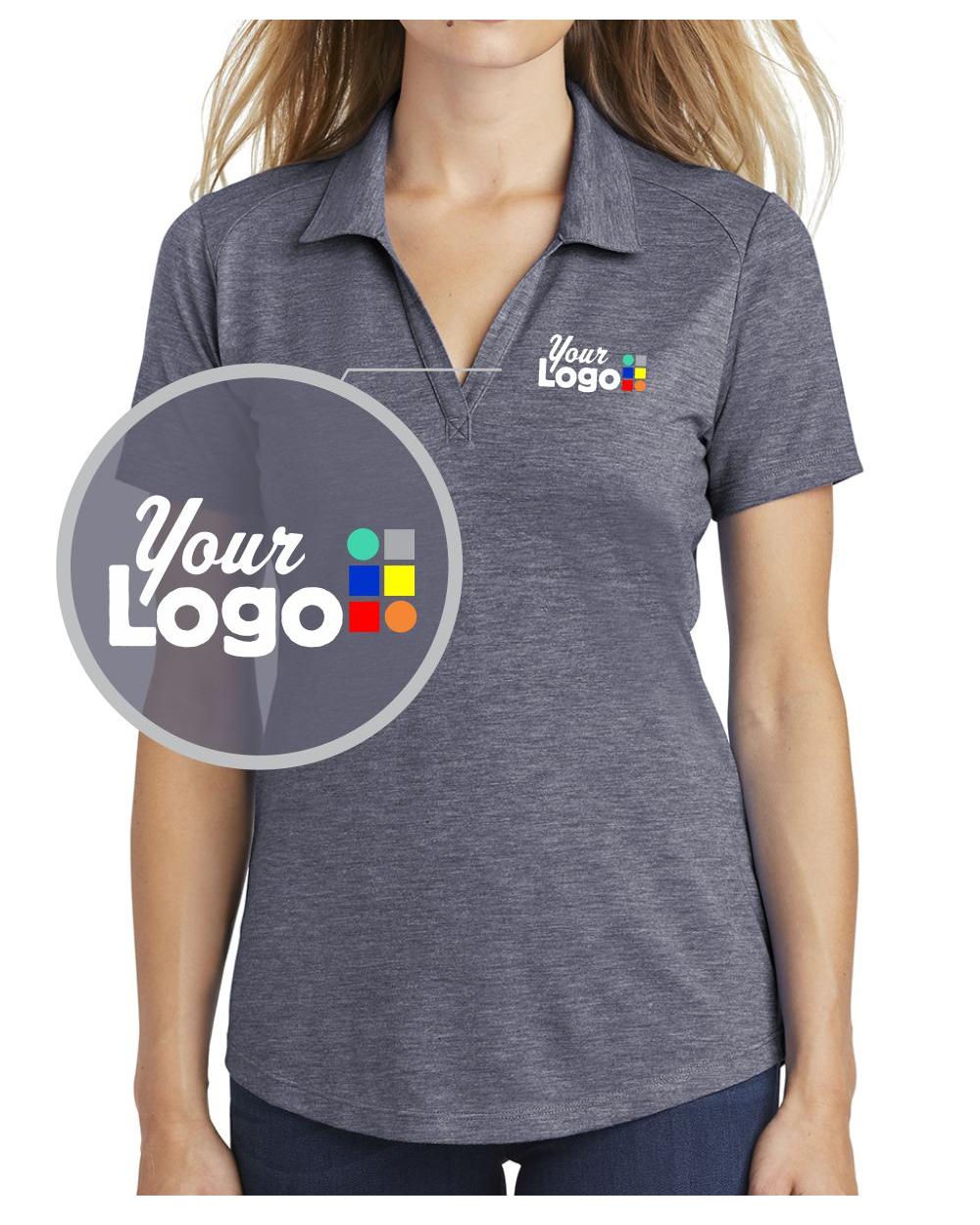 Sport-Tek S/S PosiCharge Tri-Blend Wicking Custom Golf Shirt, color: True Navy Heather