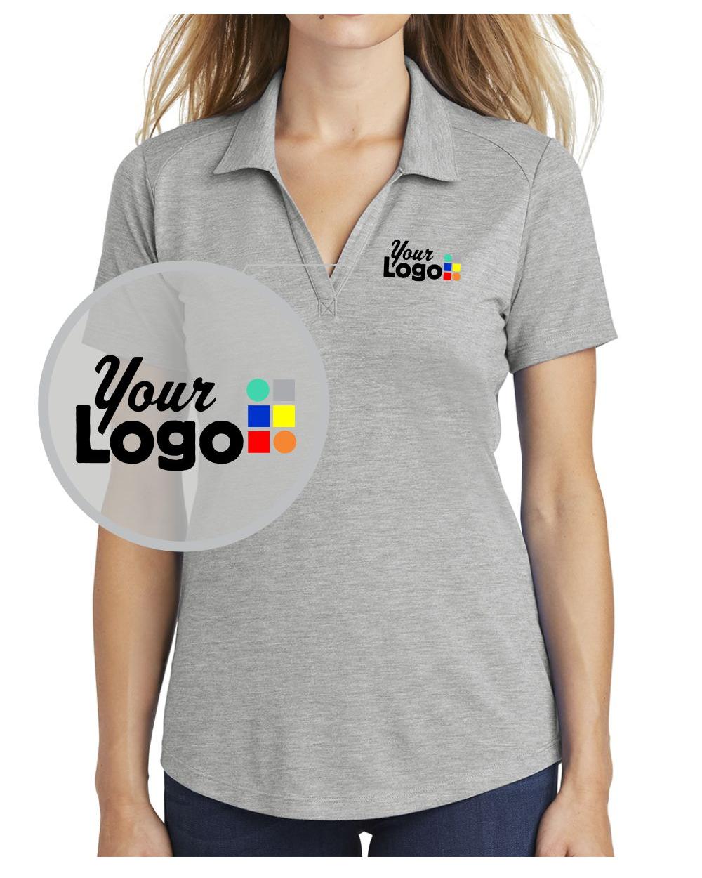 Sport-Tek S/S PosiCharge Tri-Blend Wicking Custom Golf Shirt, color: Light Grey Heather