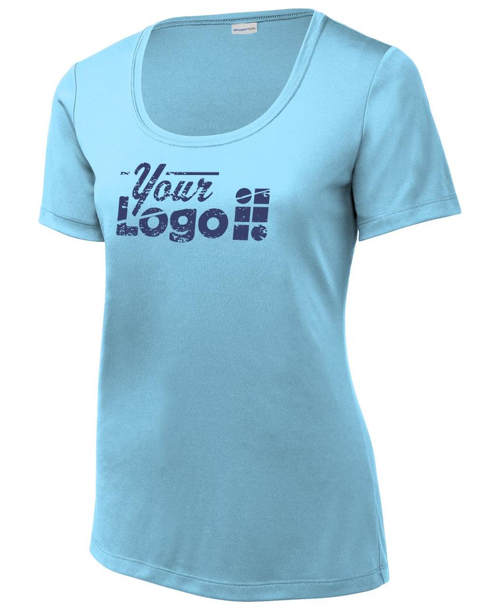 Sport-Tek S/S Posi-UV Pro Scoop Neck Custom T-Shirt, color: Light Blue
