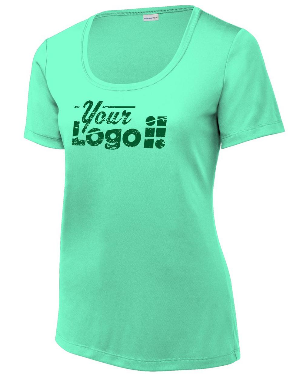 Sport-Tek S/S Posi-UV Pro Scoop Neck Custom T-Shirt, color: Bright Seafoam