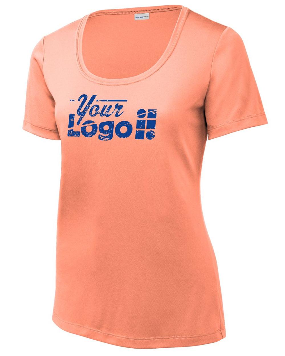 Sport-Tek S/S Posi-UV Pro Scoop Neck Custom T-Shirt, color: Soft Coral