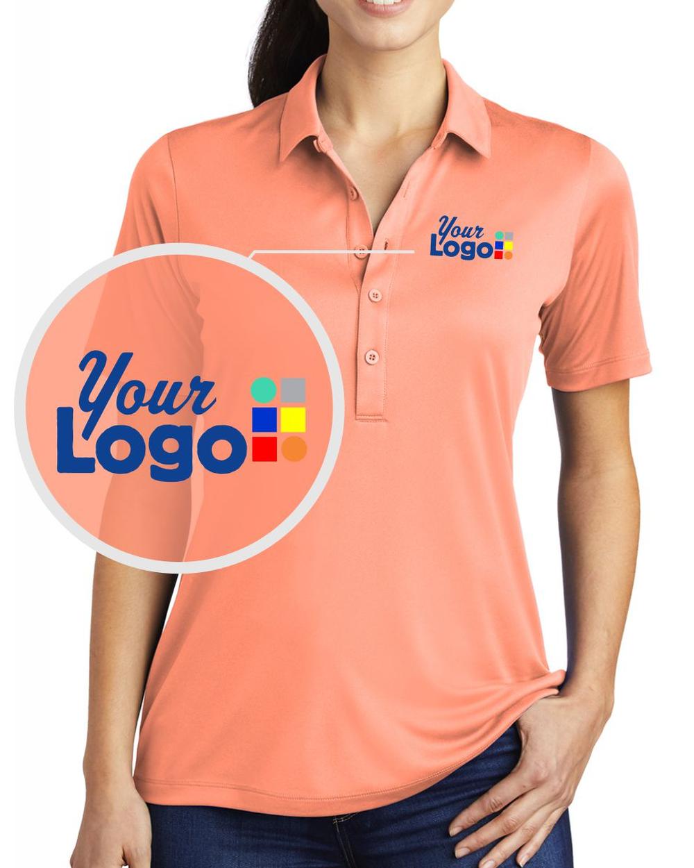 Sport-Tek S/S Posi-UV Pro Custom Golf Shirt, color: Soft Coral
