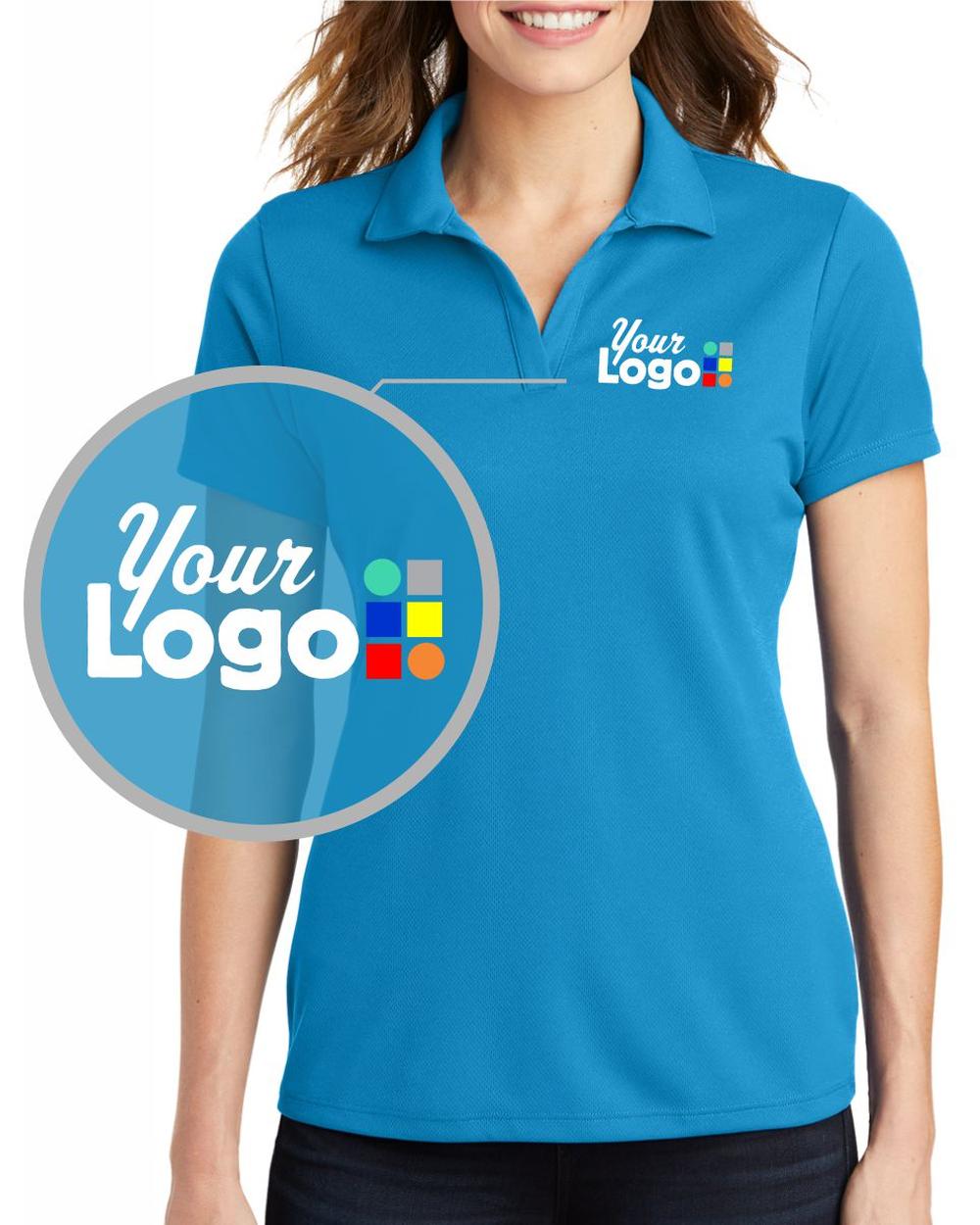 Sport-Tek S/S Posicharge Racermesh Custom Golf Shirt, color: Pond Blue