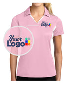 Sport-Tek S/S Side Blocked Micropique Wicking Custom Golf Shirt, color: Light Pink/White