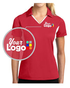 Sport-Tek S/S Side Blocked Micropique Wicking Custom Golf Shirt, color: True Red/White