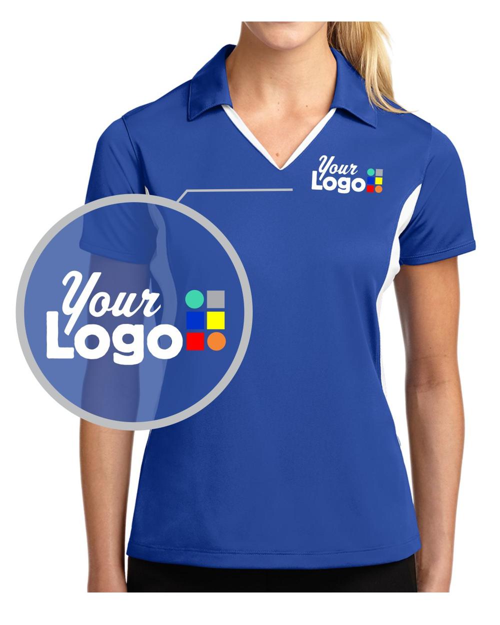 Sport-Tek S/S Side Blocked Micropique Wicking Custom Golf Shirt, color: True Royal/White