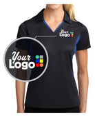 Sport-Tek S/S Side Blocked Micropique Wicking Custom Golf Shirt, color: Black/True Royal