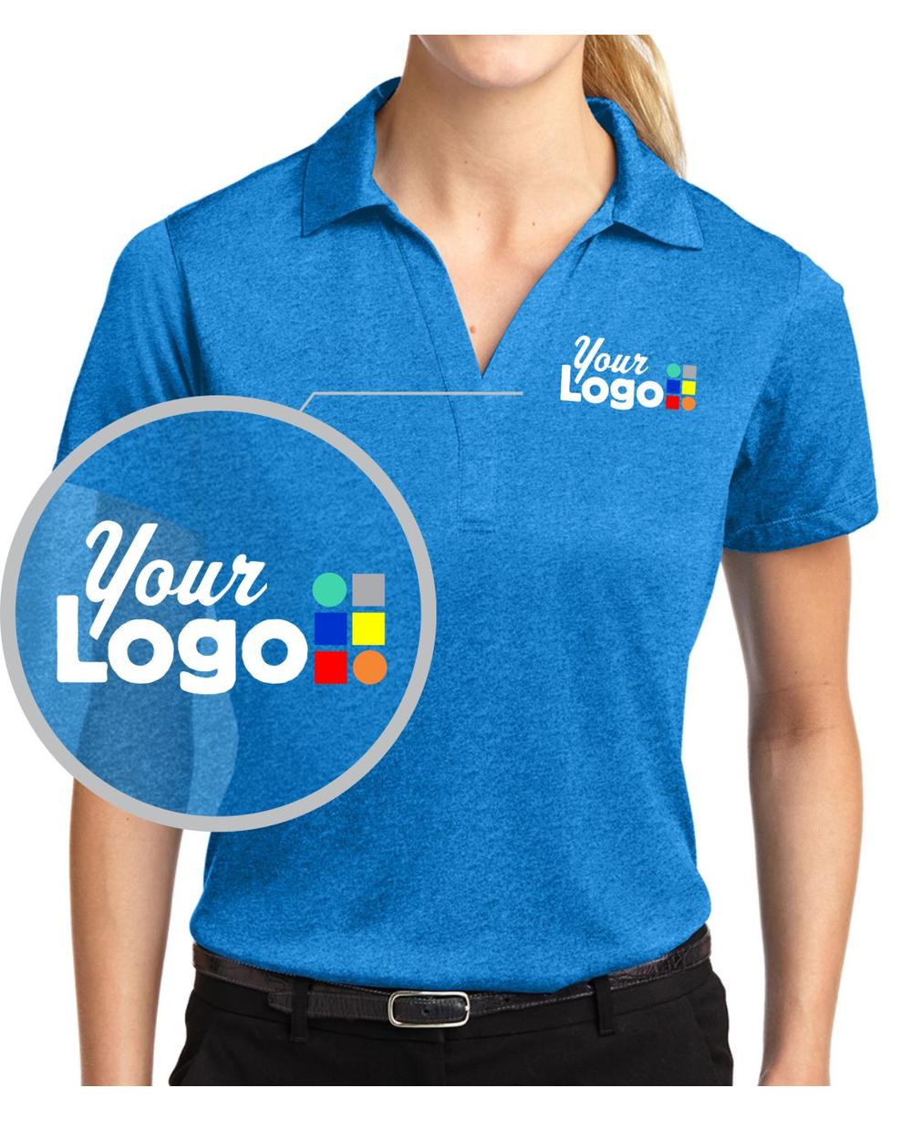 Sport-Tek S/S Heather Contender Custom Golf Shirt, color: Blue Wake Heather