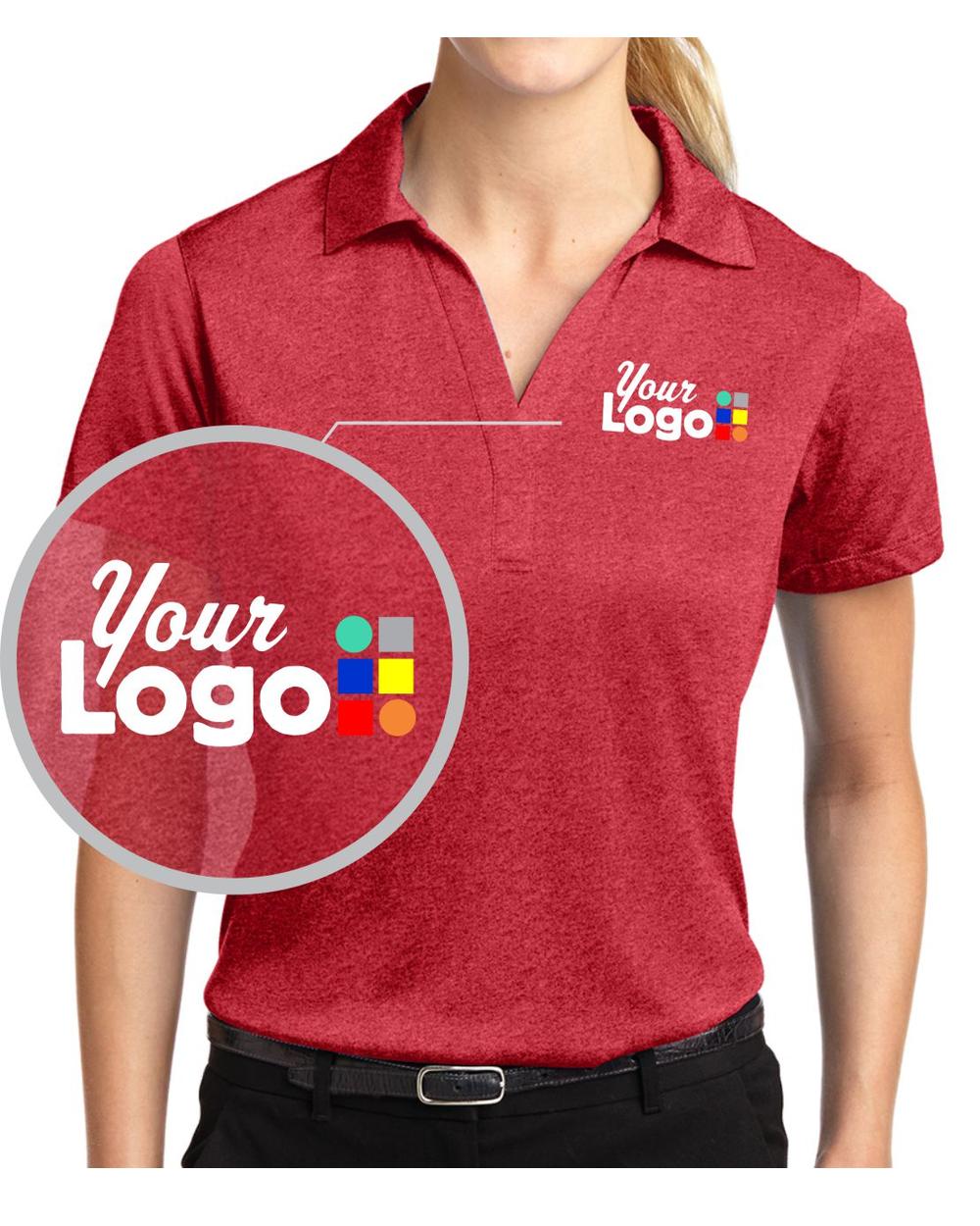 Sport-Tek S/S Heather Contender Custom Golf Shirt, color: Scarlet Heather