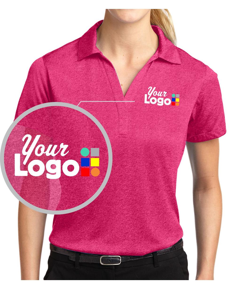 Sport-Tek S/S Heather Contender Custom Golf Shirt, color: Pink Raspberry Heather