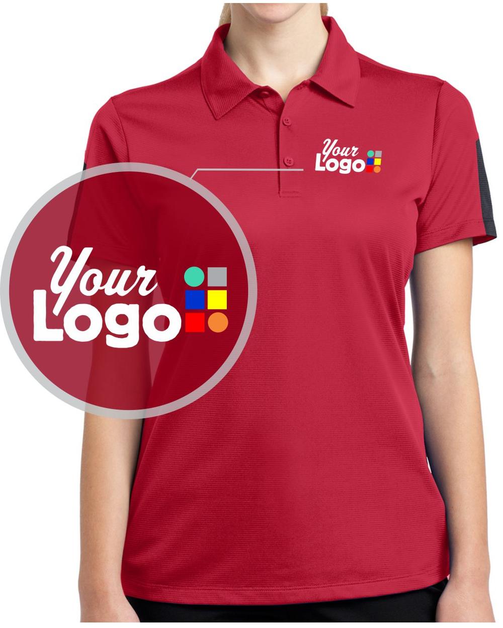 Sport-Tek S/S PosiCharge Active Textured ColorBlock Custom Golf Shirt, color: True Red/Grey