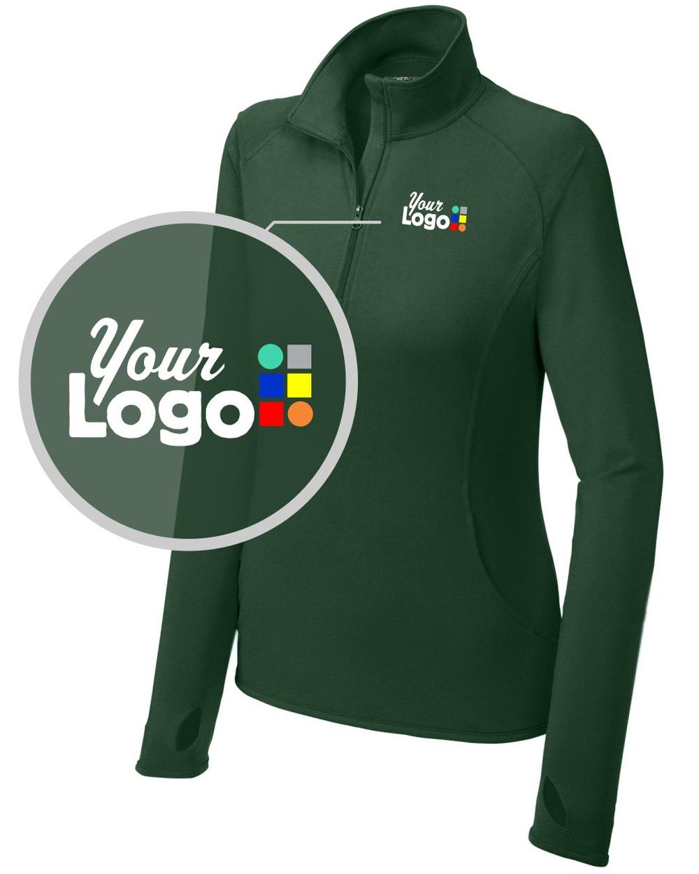 Sport-Tek Sport-Wick Stretch 1/4 Zip Custom Pullover, color: Forest Green