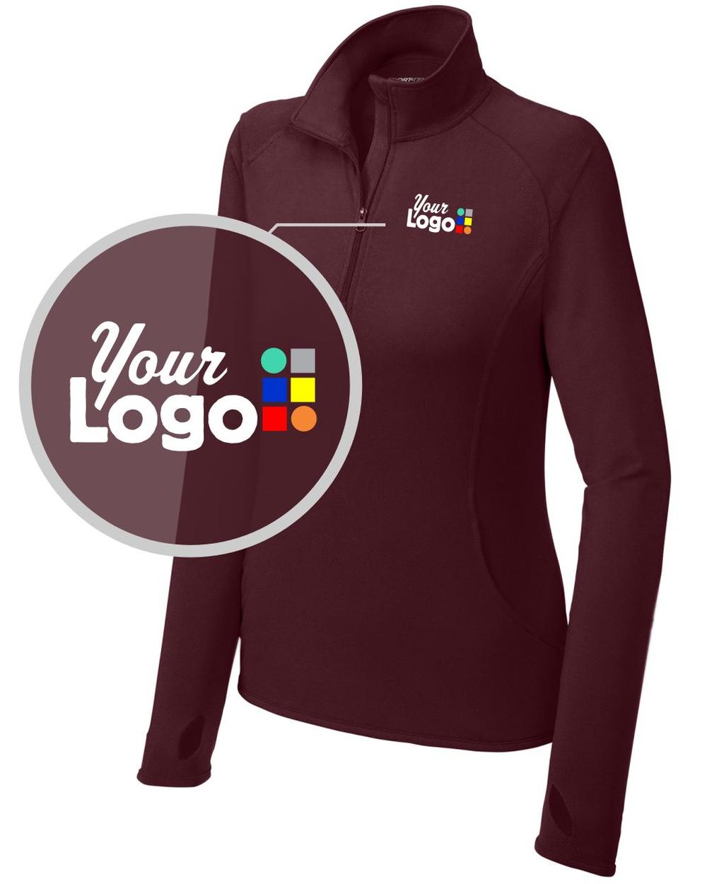 Sport-Tek Sport-Wick Stretch 1/4 Zip Custom Pullover, color: Maroon