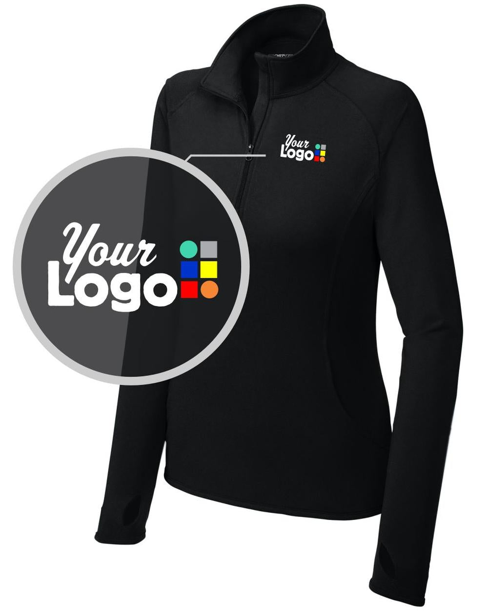 Sport-Tek Sport-Wick Stretch 1/4 Zip Custom Pullover, color: Black