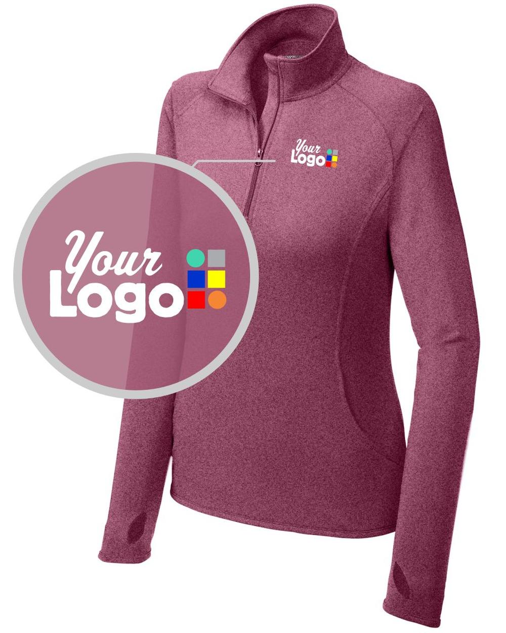 Sport-Tek Sport-Wick Stretch 1/4 Zip Custom Pullover, color: Pink Rush Heather