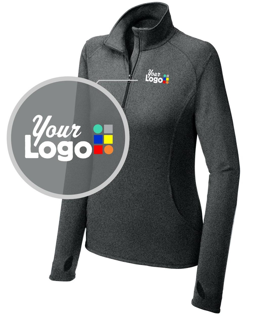 Sport-Tek Sport-Wick Stretch 1/4 Zip Custom Pullover, color: Charcoal Grey Heather