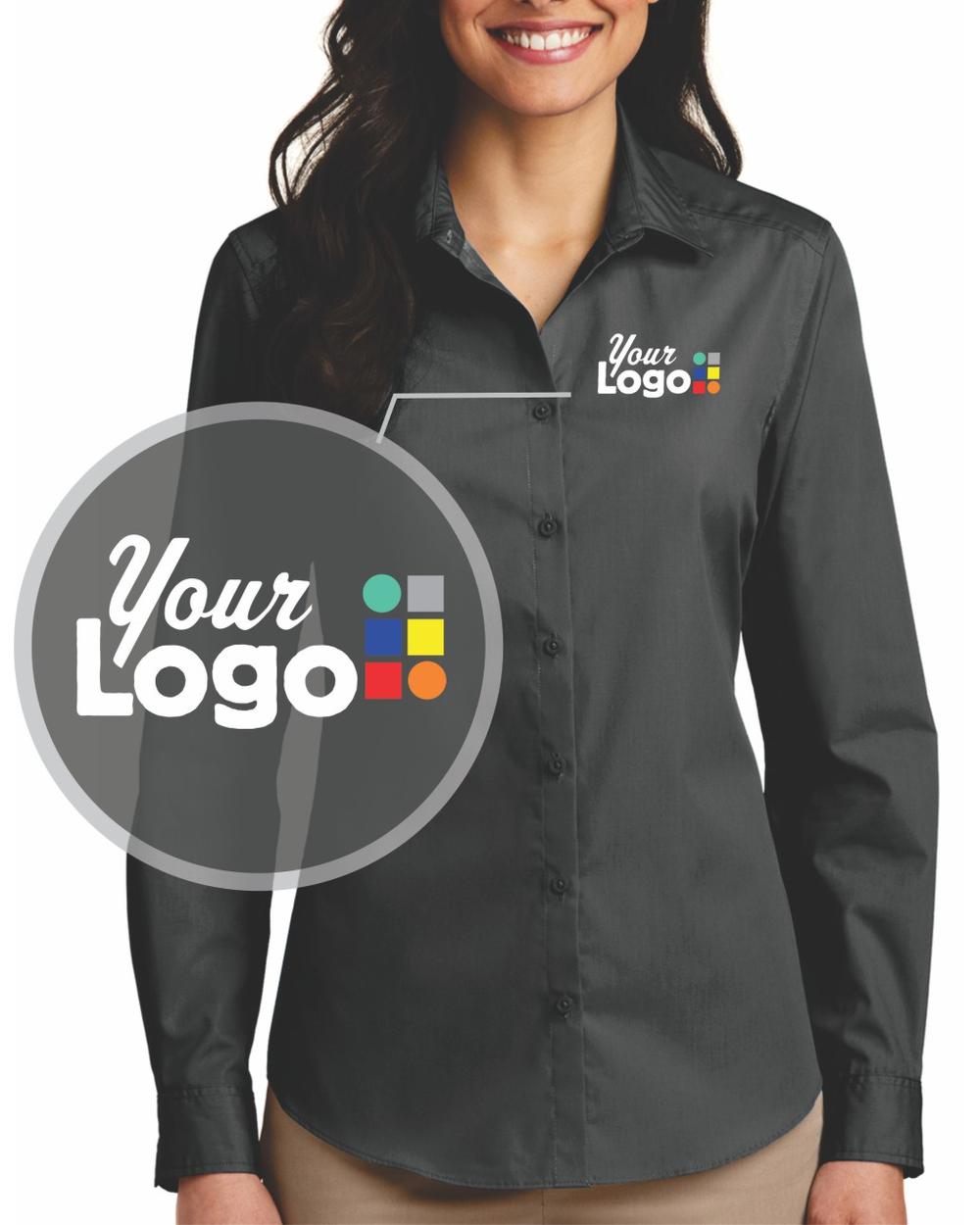 Port Authority Women's L/S Carefree Poplin Custom Shirt, color: Graphite