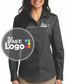 Port Authority L/S Carefree Poplin Custom Shirt, color: Graphite