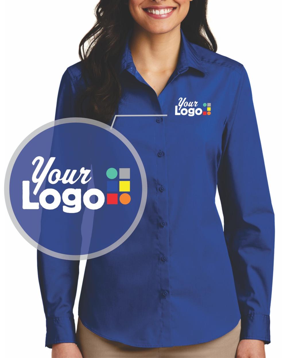 Port Authority L/S Carefree Poplin Custom Shirt, color: True Royal