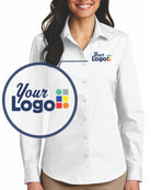 Port Authority L/S Carefree Poplin Custom Shirt, color: White