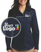 Port Authority L/S Carefree Poplin Custom Shirt, color: River Blue Navy