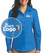 Port Authority L/S Carefree Poplin Custom Shirt, color: Coastal Blue