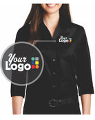 Port Authority 3/4 Carefree Poplin Custom Shirt, color: Deep Black