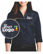 Port Authority 3/4 Carefree Poplin Custom Shirt, color: River Blue Navy