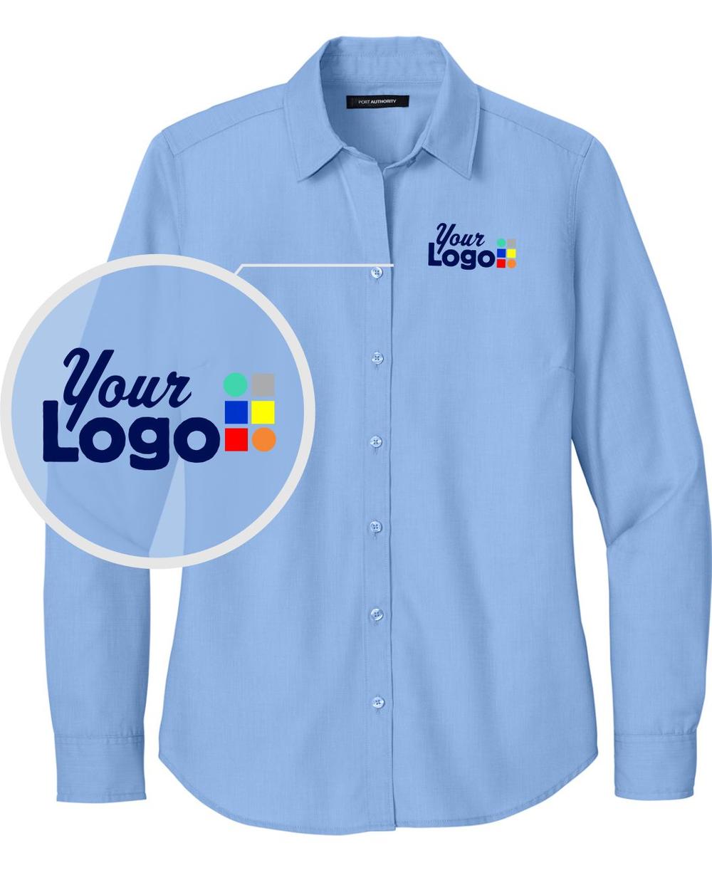 Port Authority L/S Nailhead Easy Care Custom Shirt, color: Swiss Blue