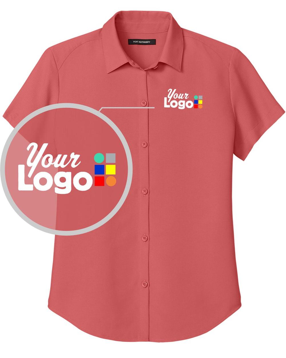 Port Authority S/S UV Dockside Custom Shirt, color: Coral Reef