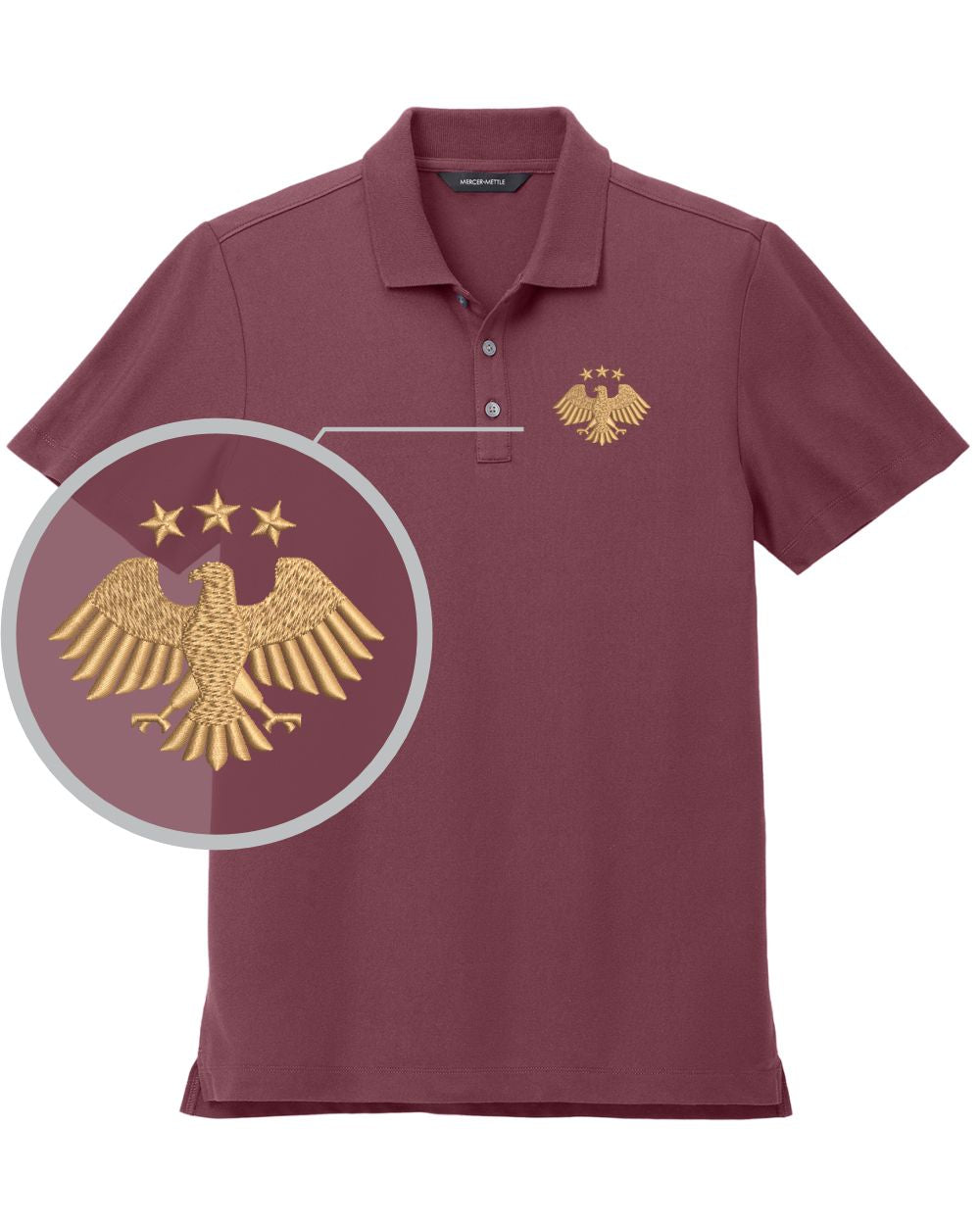 MERCER-METTLE S/S Stretch Piaue Syria's New Eagle Golf Shirt, color: Rosewood