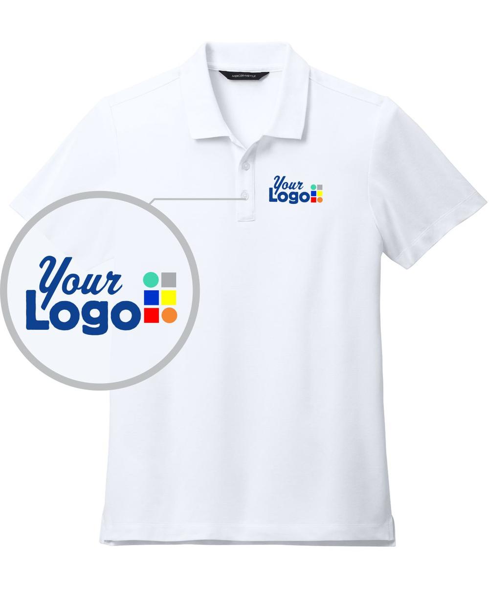 MERCER-METTLE S/S Stretch Pique Custom Golf Shirt, color: White