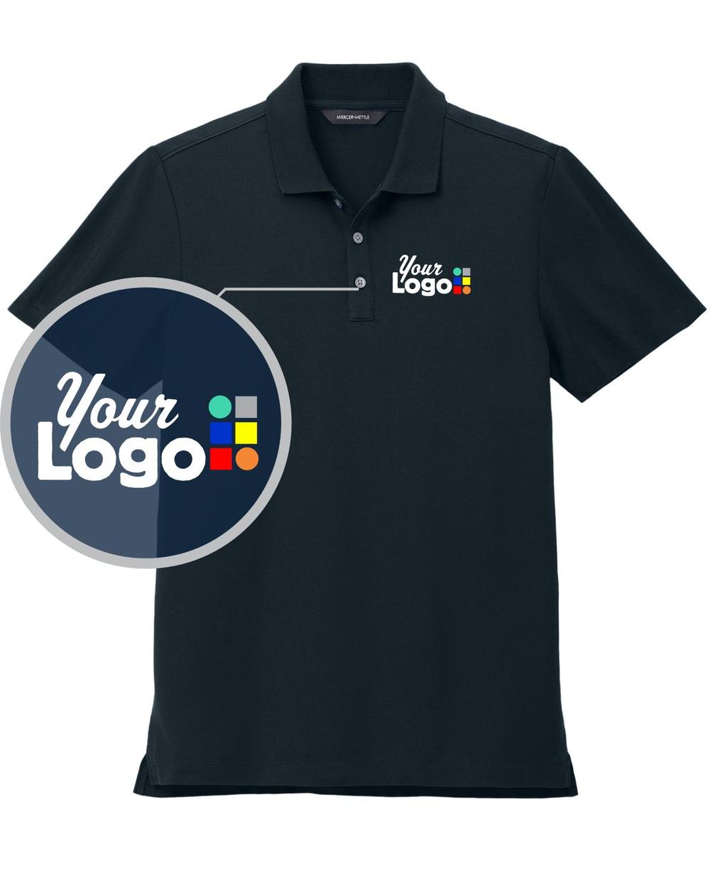 MERCER-METTLE S/S Stretch Pique Custom Golf Shirt, color: Night Navy