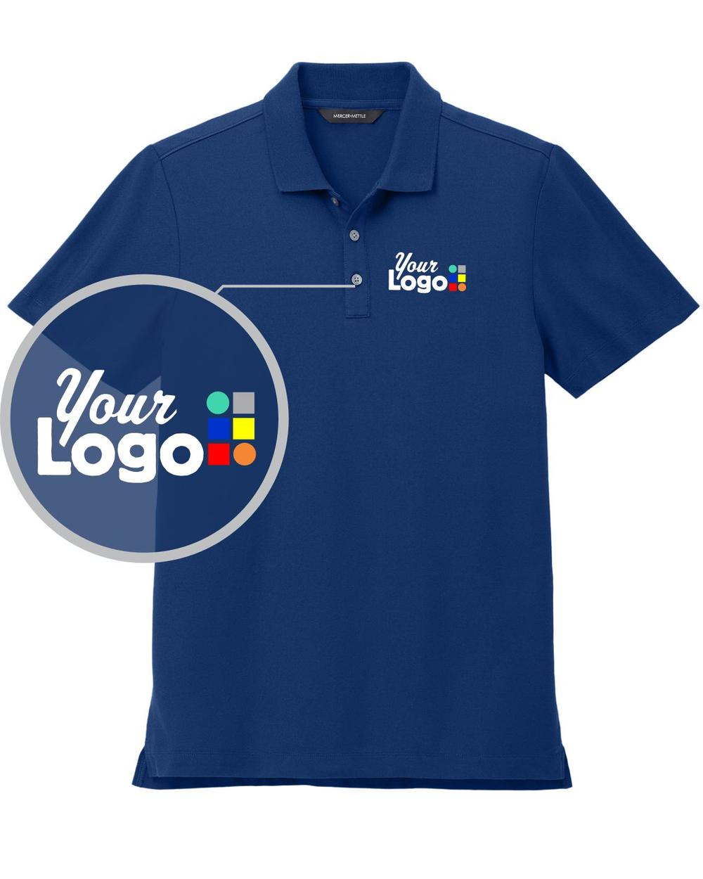 MERCER-METTLE S/S Stretch Pique Custom Golf Shirt, color: Blue Note