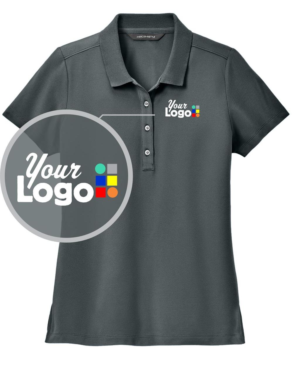 MERCER-METTLE S/S Stretch Pique Custom Golf Shirt, color: Storm Grey