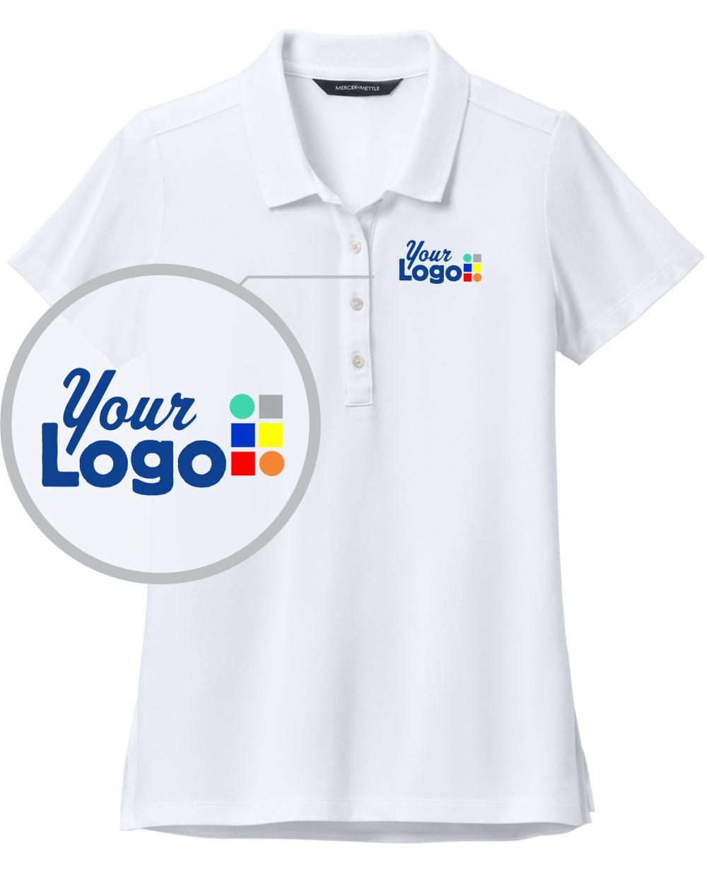 MERCER-METTLE S/S Stretch Pique Custom Golf Shirt, color: White