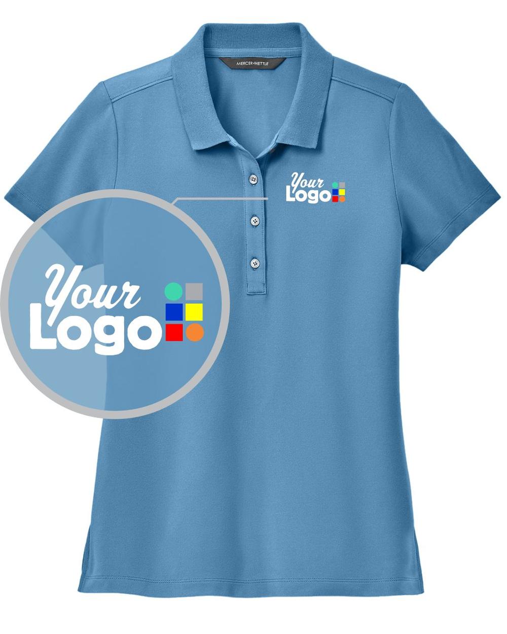 MERCER-METTLE S/S Stretch Pique Custom Golf Shirt, color: Parisian Blue