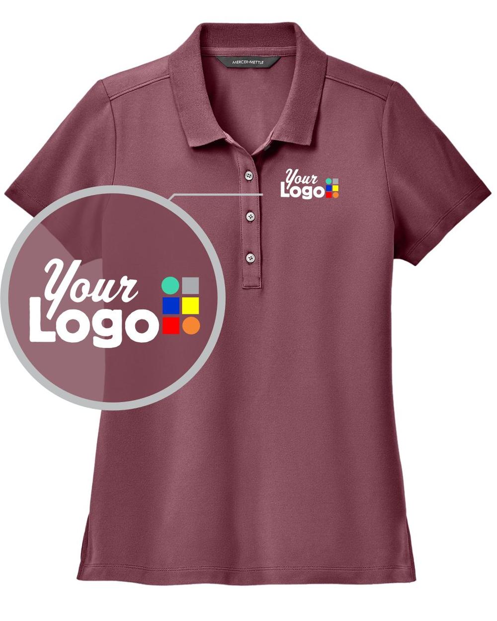 MERCER-METTLE S/S Stretch Pique Custom Golf Shirt, color: Rosewood