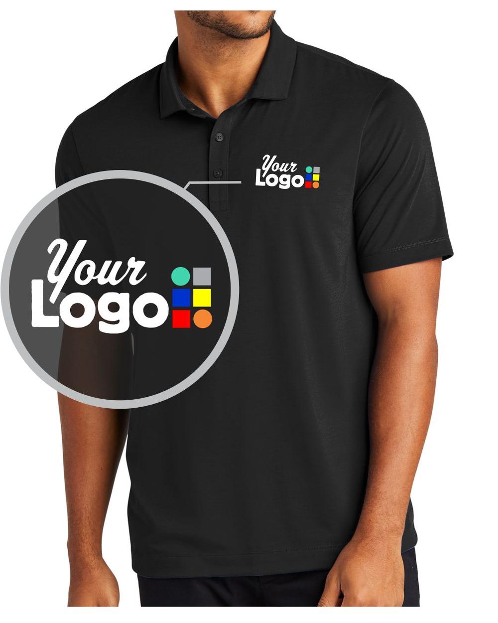 MERCER-METTLE S/S Stretch Custom Golf Shirt, color: Deep Black