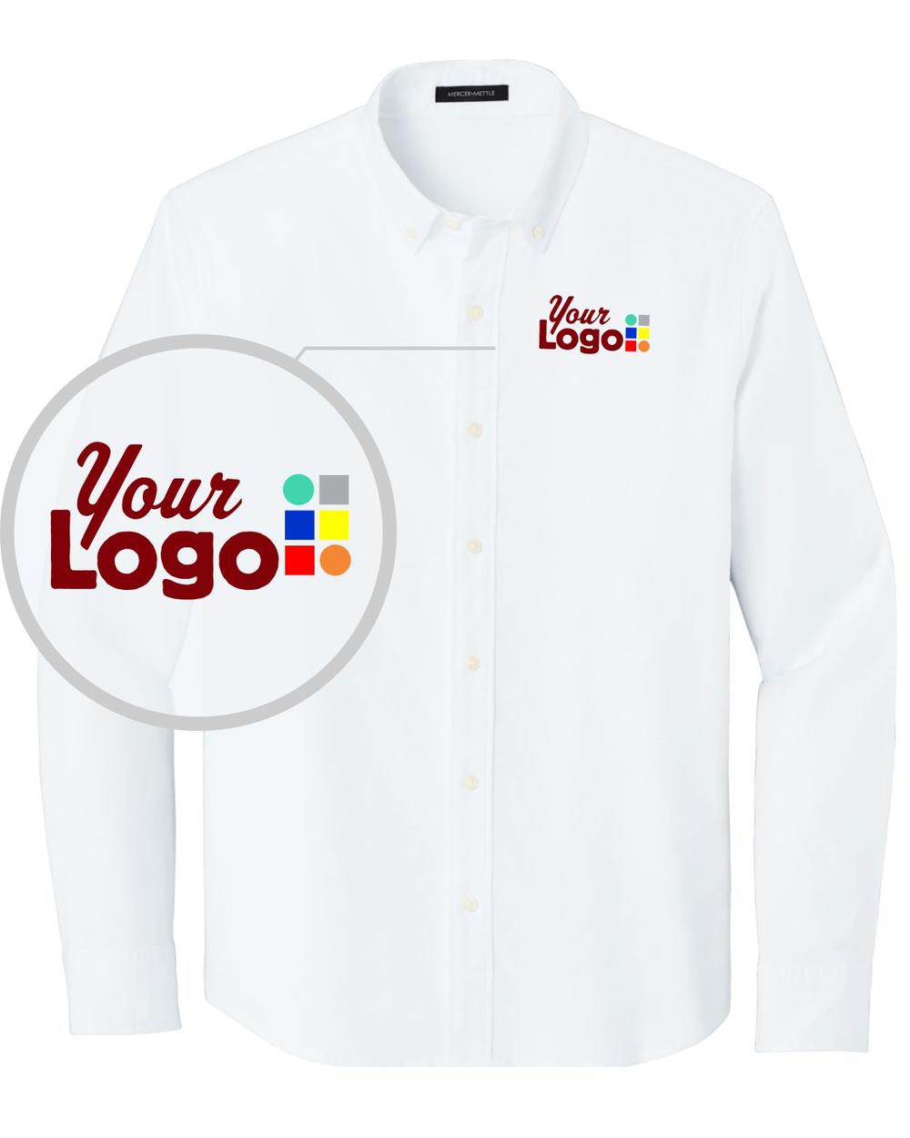 MERCER-METTLE L/S Modern Oxford Custom Shirt, color: White