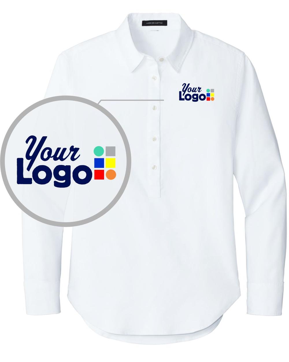 MERCER-METTLE L/S Modern Oxford Custom Shirt, color: White