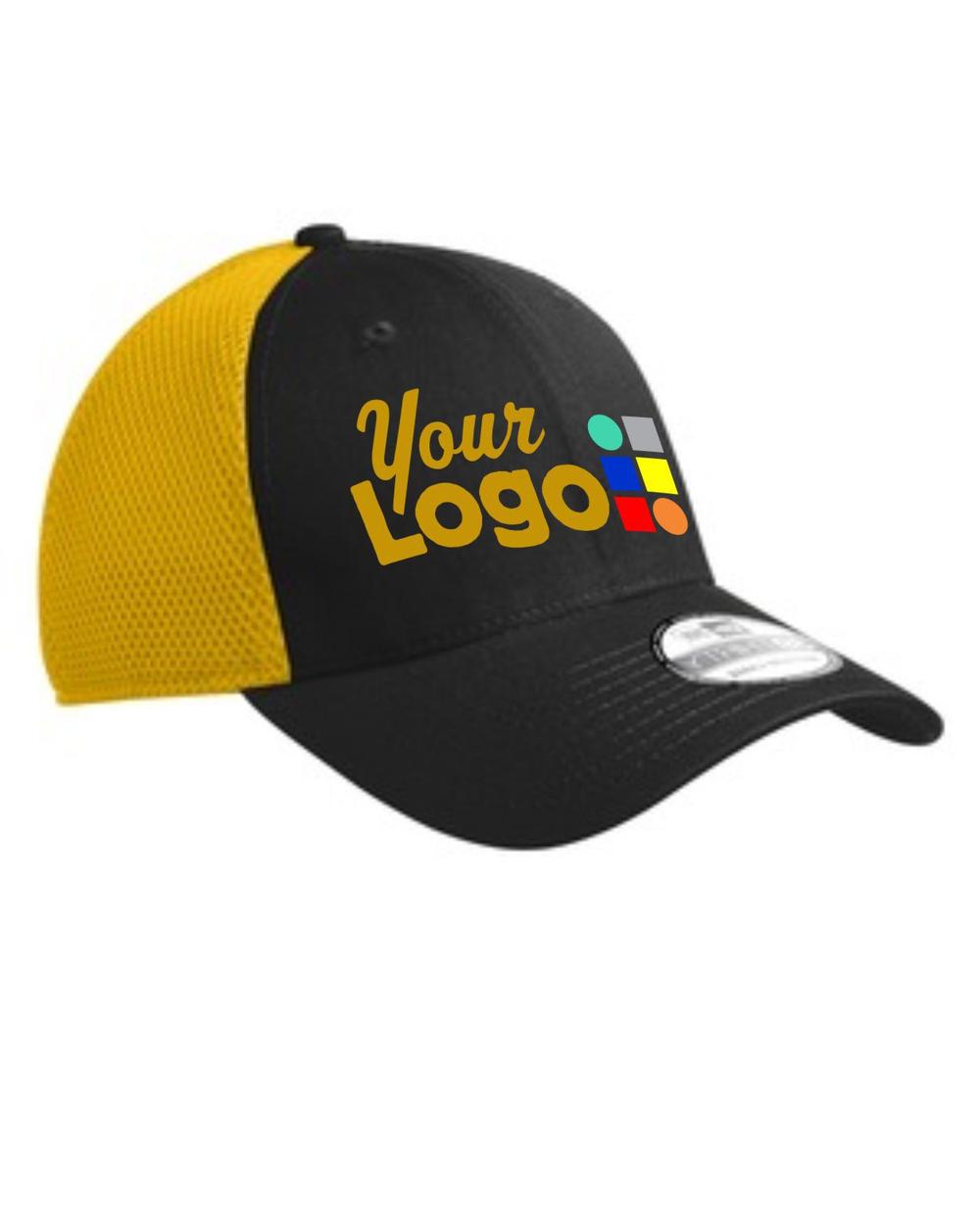 New Era Stretch MeshBack Custom Cap, color: Black/Gold