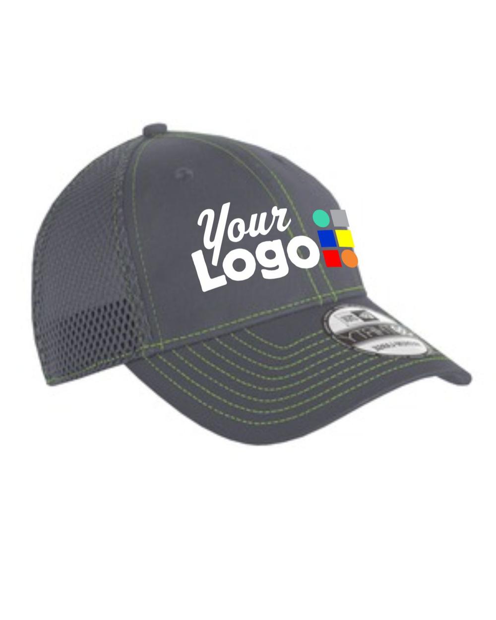 New Era Stretch ContrastStitch Custom Cap, color: Graphite/Cyber Green