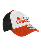 New Era Stretch ContrastStitch Custom Cap, color: White/Deep Orange/Black
