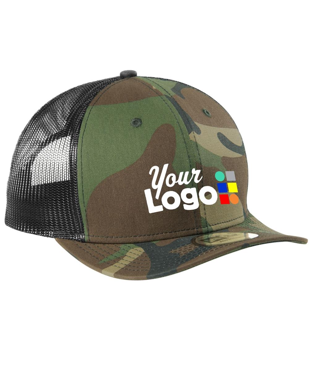 New Era Snapback Low Profile Trucker Custom Cap, color: Camo/Black