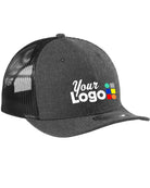 New Era Snapback Low Profile Trucker Custom Cap, color: Heather Graphite/Black