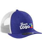 New Era Snapback Low Profile Trucker Custom Cap, color: Heather Royal/White