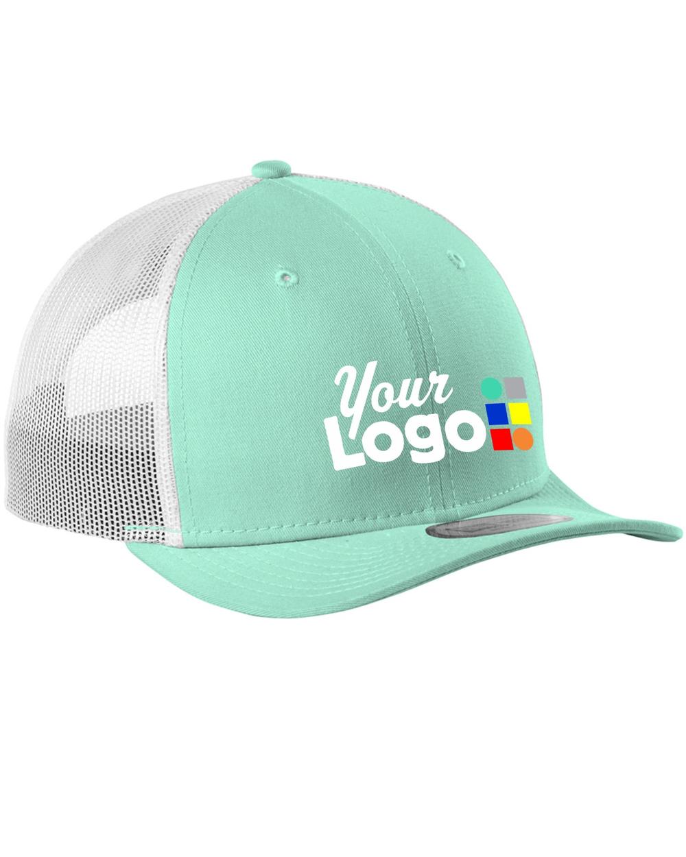 New Era Snapback Low Profile Trucker Custom Cap, color: Mint/White