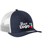 New Era Snapback Low Profile Trucker Custom Cap, color: Deep Navy/White
