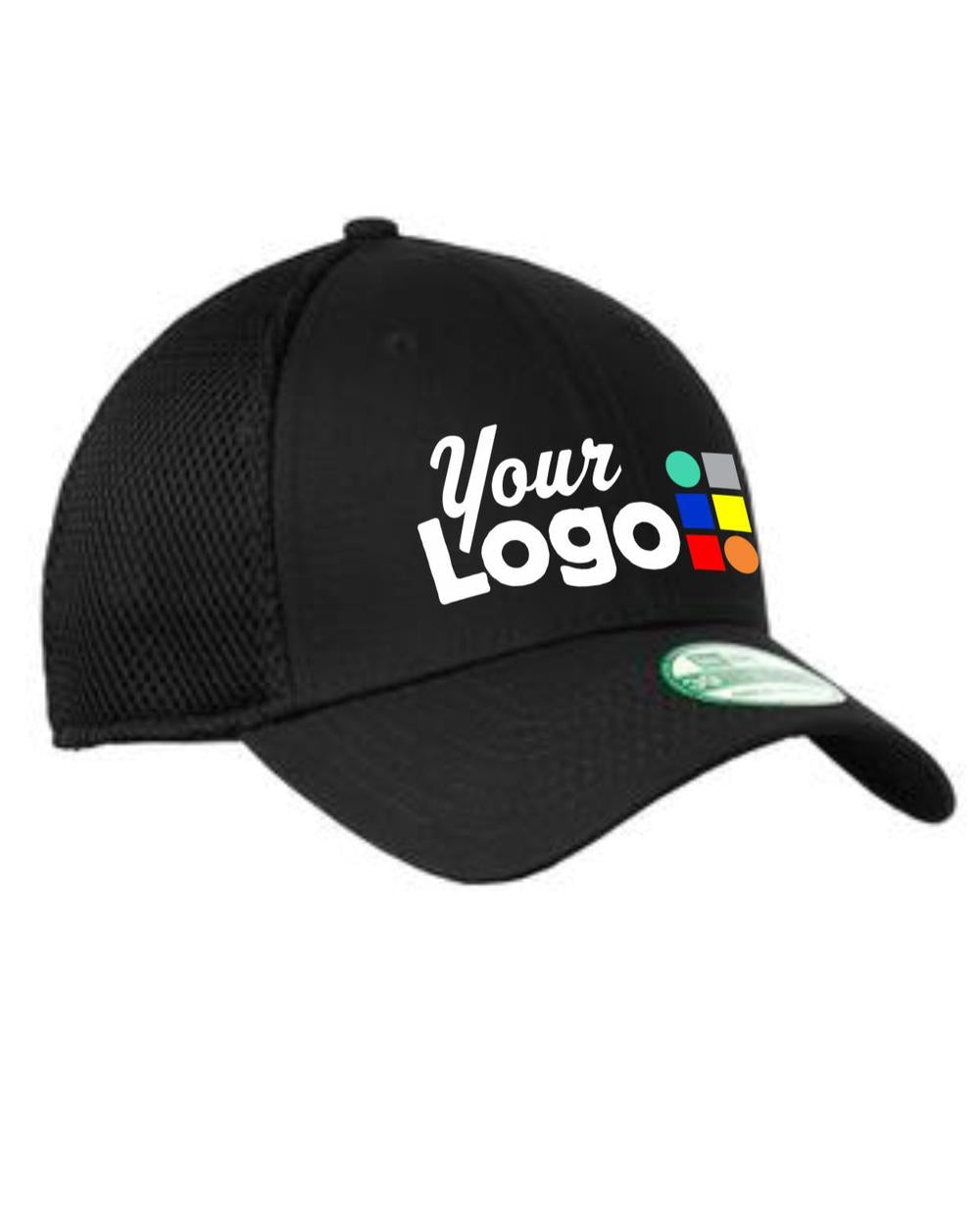 New Era Youth Stretch MeshBack Custom Cap, color: Black